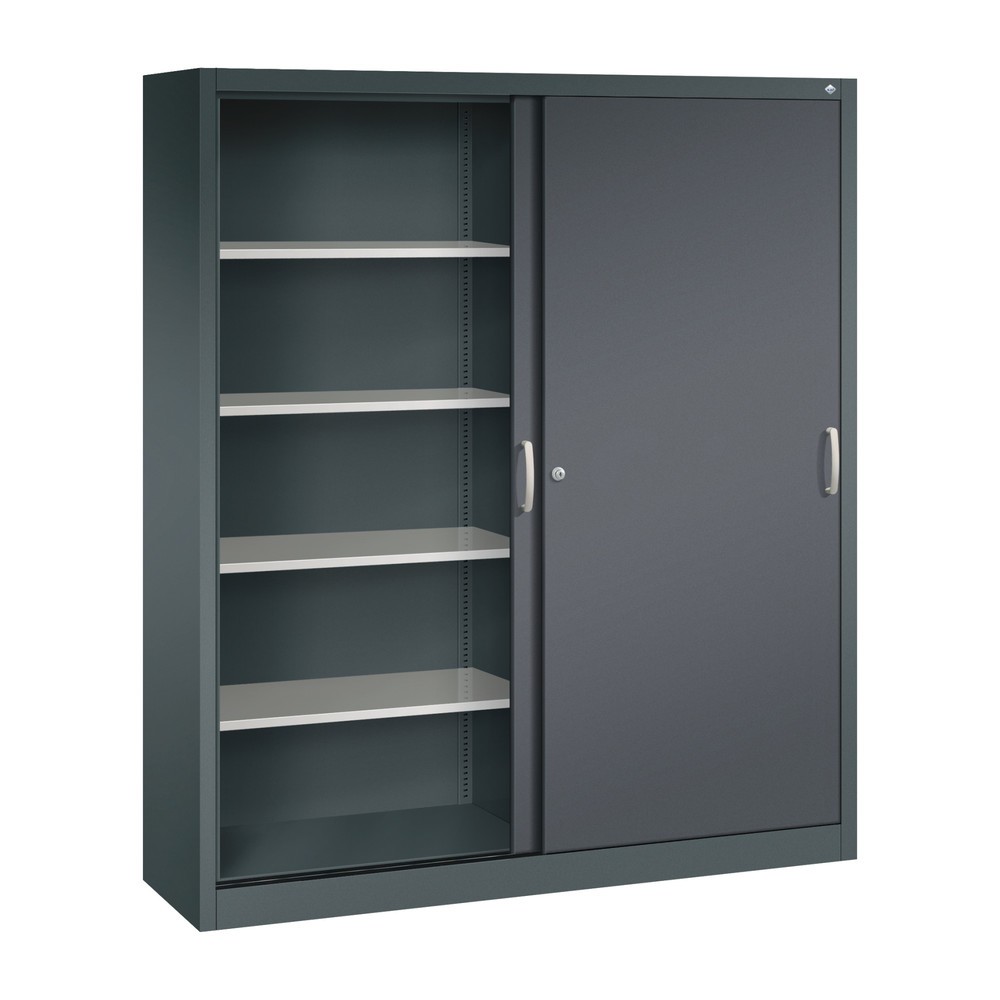 Numéro de l'image du produit 3: Armoire à portes coulissantes, 1 950 x 1 600 x 400 mm, gris anthracite, gris noir