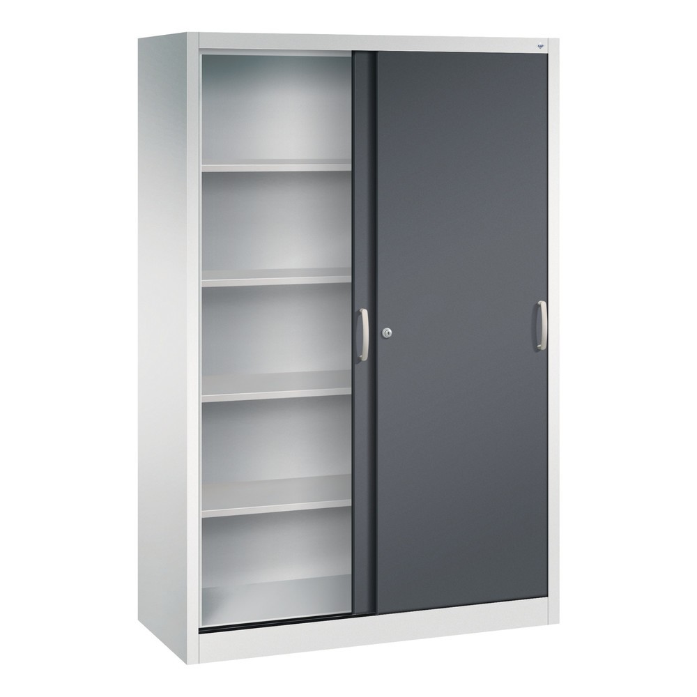 Numéro de l'image du produit 3: Armoire à portes coulissantes, 1 950 x 1 200 x 500 mm, gris clair, gris noir