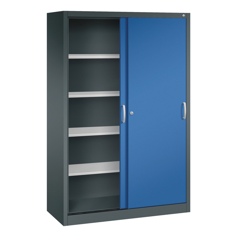 Numéro de l'image du produit 3: Armoire à portes coulissantes, 1 950 x 1 200 x 500 mm, gris anthracite, bleu gentiane