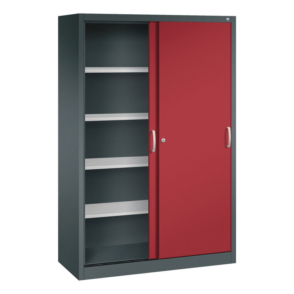 Numéro de l'image du produit 3: Armoire à portes coulissantes, 1 950 x 1 200 x 500 mm, gris anthracite, rouge rubis