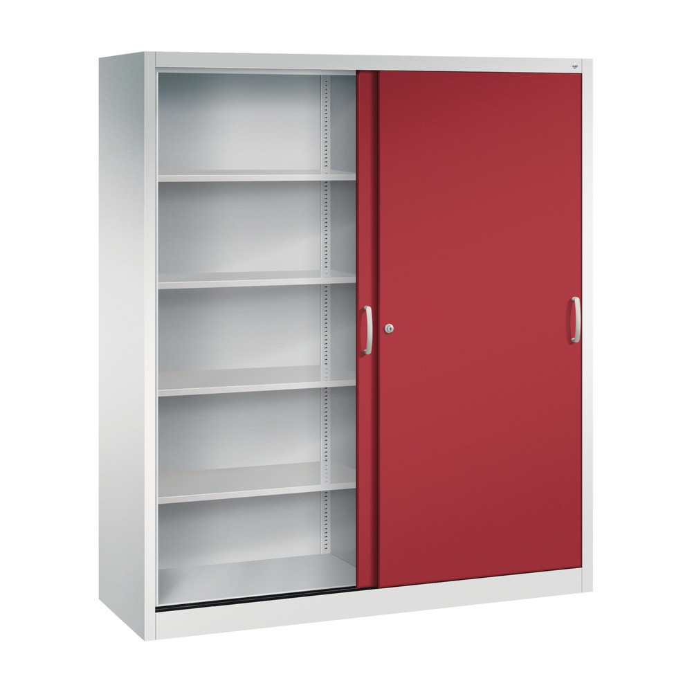 Numéro de l'image du produit 3: Armoire à portes coulissantes, 1 950 x 1 600 x 500 mm, gris clair, rouge rubis