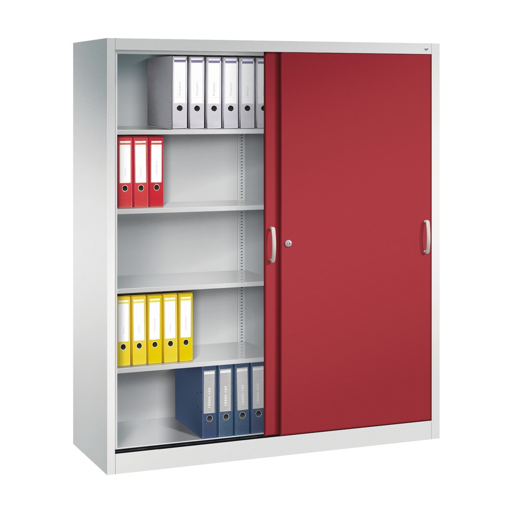 Numéro de l'image du produit 4: Armoire à portes coulissantes, 1 950 x 1 600 x 500 mm, gris clair, rouge rubis