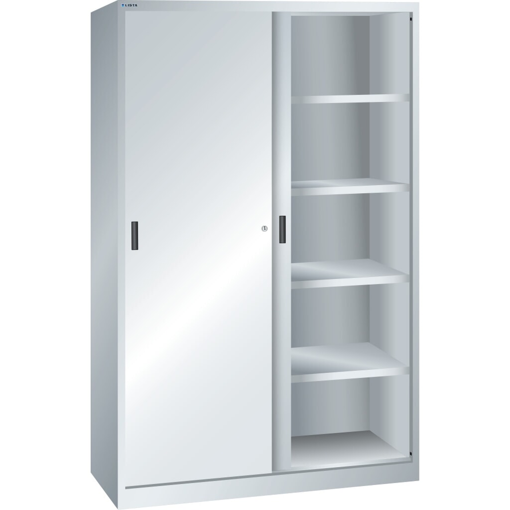 Illustration du produit: Armoire à portes coulissantes LISTA, (lxPxH) 1 000x580x1 950 mm, 4 étagères réglables, gris clair