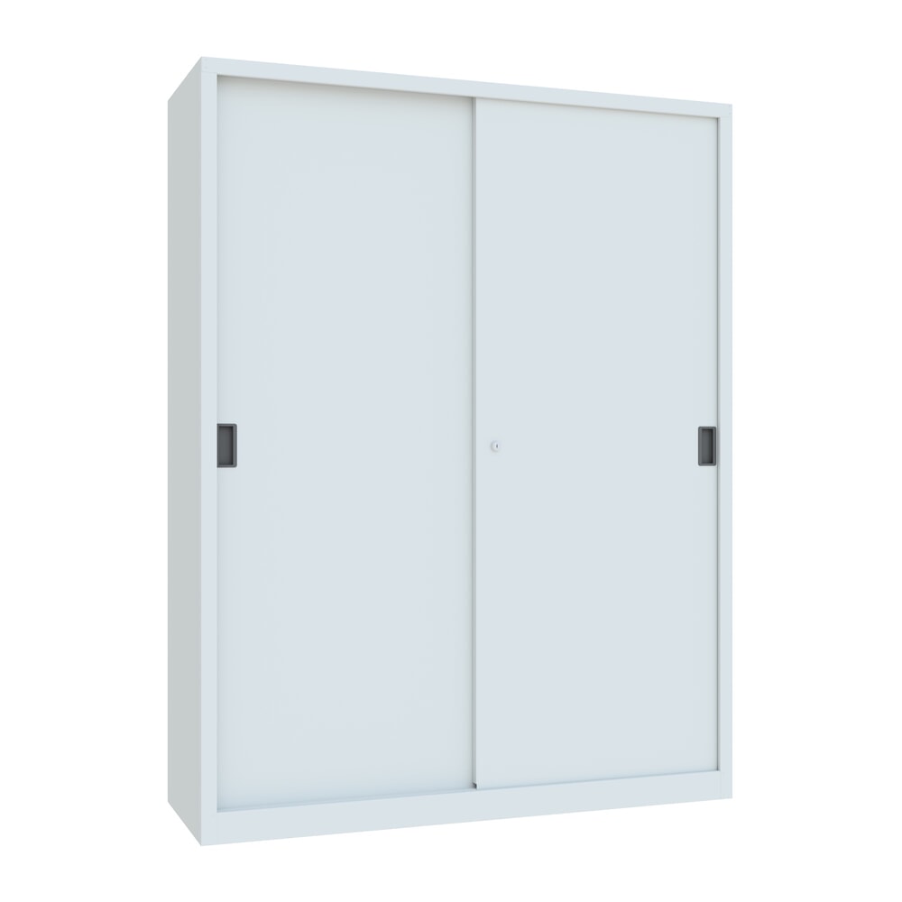 Numéro de l'image du produit 1: Armoire à portes coulissantes PAVOY avec 8 tablettes + cloison de séparation, HxlxP 1 950 x 1 500 x 500 mm, gris clair, gris clair