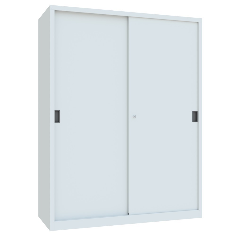 Numéro de l'image du produit 2: Armoire à portes coulissantes PAVOY avec mit 8 tablettes + cloison de séparation, HxlxP 1 950 x 1 500 x 600 mm, gris clair, gris clair