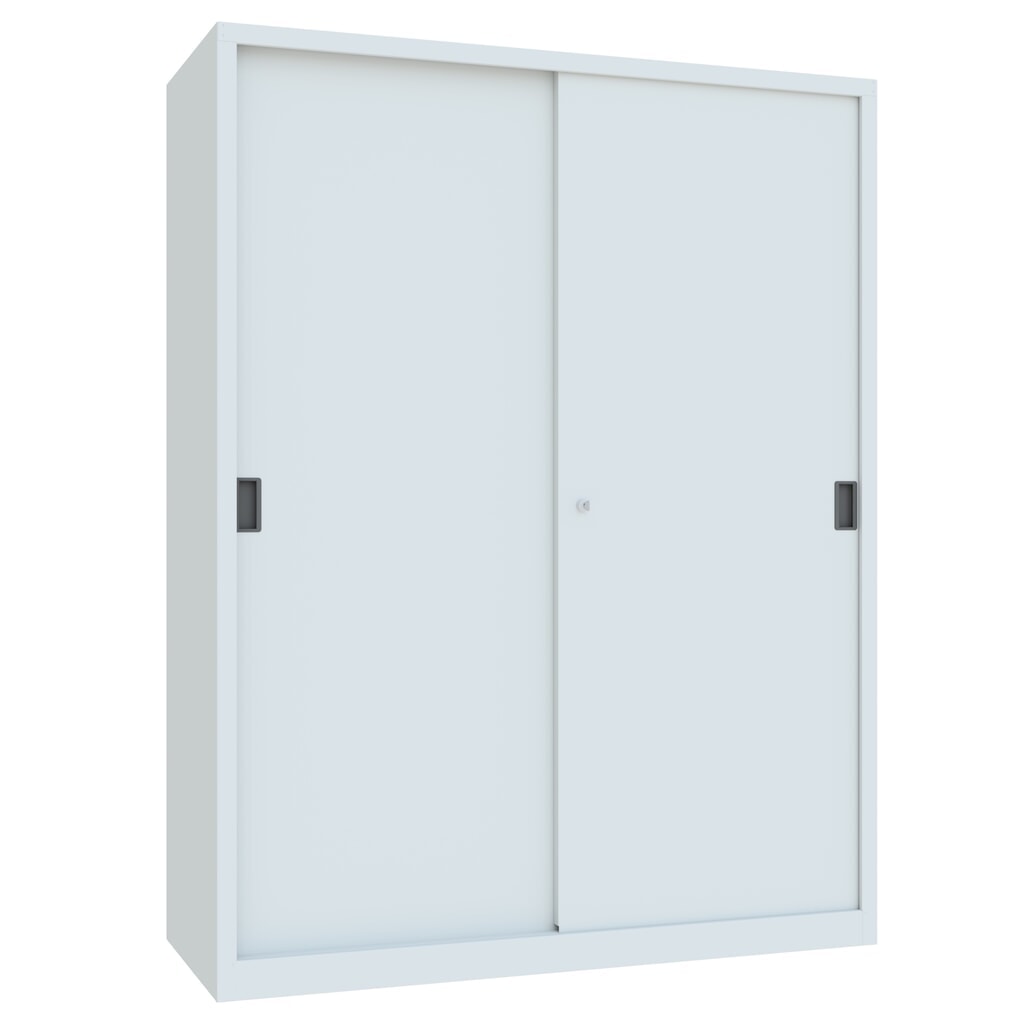 N° de l'image du produit 2 : Armoire à portes coulissantes PAVOY avec mit 8 tablettes + cloison de séparation, HxlxP 1 950 x 1 500 x 600 mm, gris clair, gris clair