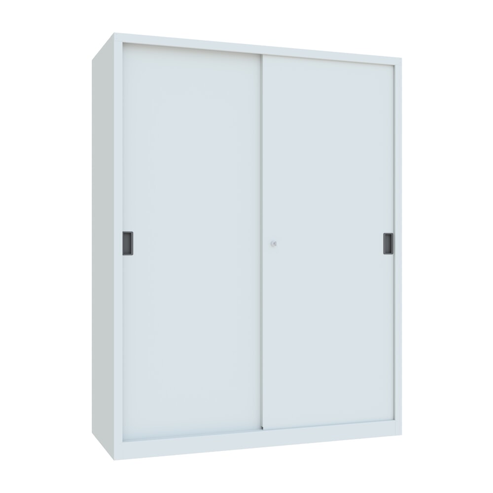 Numéro de l'image du produit 1: Armoire à portes coulissantes PAVOY avec mit 8 tablettes + cloison de séparation, HxlxP 1 950 x 1 500 x 600 mm, gris clair, gris clair