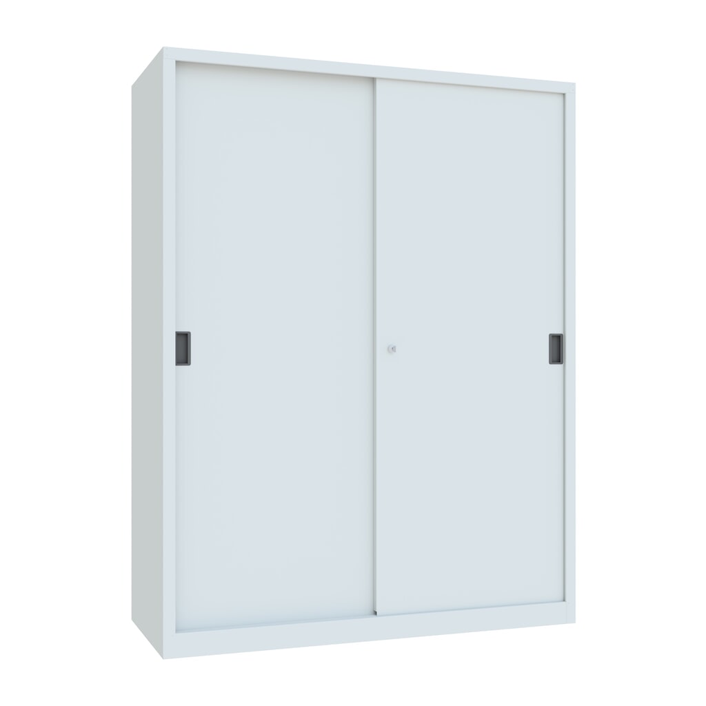 Armoire à portes coulissantes PAVOY avec mit 8 tablettes + cloison de séparation, HxlxP 1 950 x 1 500 x 600 mm, gris clair, gris clair N° de l'image du produit 1 : Armoire à portes coulissantes PAVOY avec mit 8 tablettes + cloison de séparation, HxlxP 1 950 x 1 500 x 600 mm, gris clair, gris clair