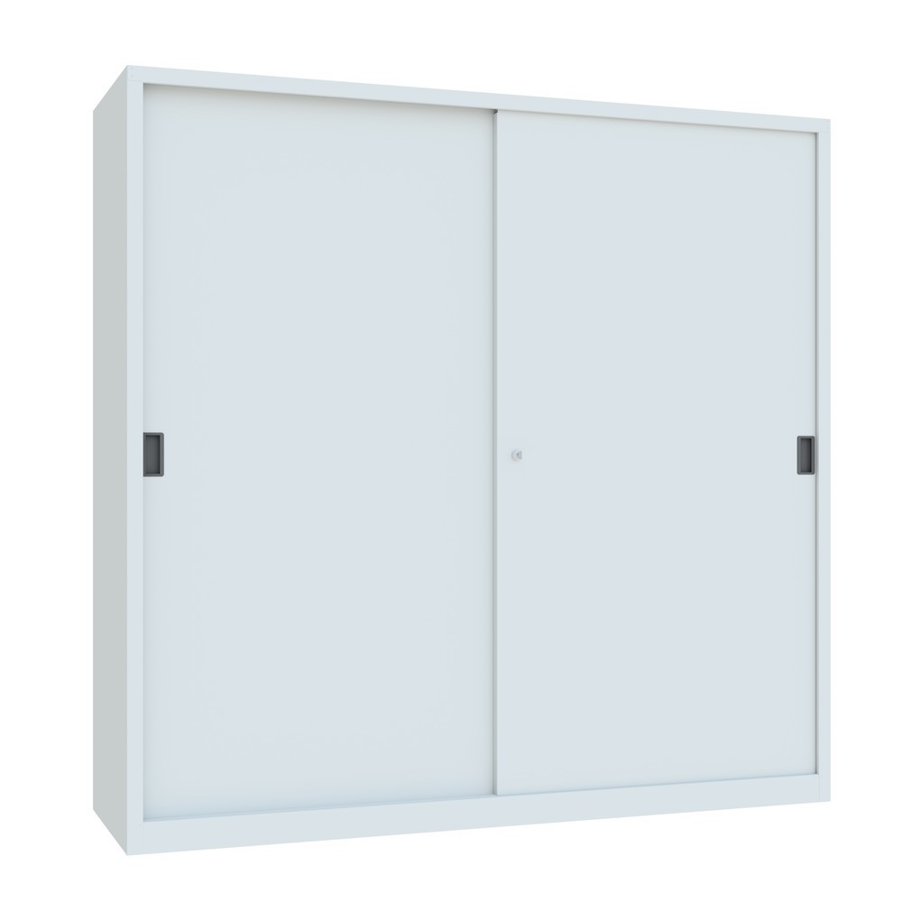 Numéro de l'image du produit 2: Armoire à portes coulissantes PAVOY avec mit 8 tablettes + cloison de séparation, HxlxP 1 950 x 2 000 x 600 mm, gris clair, gris clair