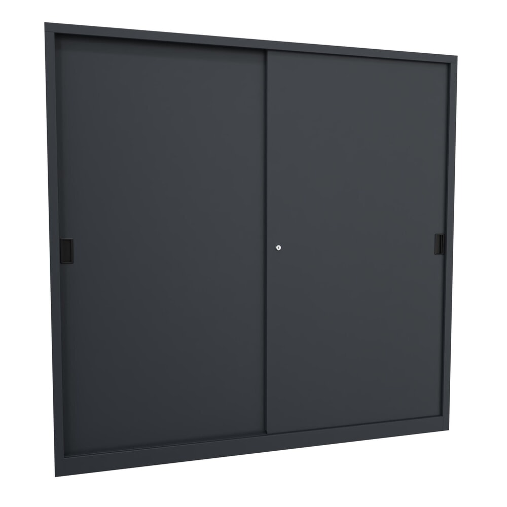 Numéro de l'image du produit 1: Armoire à portes coulissantes PAVOY avec mit 8 tablettes + cloison de séparation, HxlxP 1 950 x 2 000 x 600 mm, bleu gentiane, gris clair