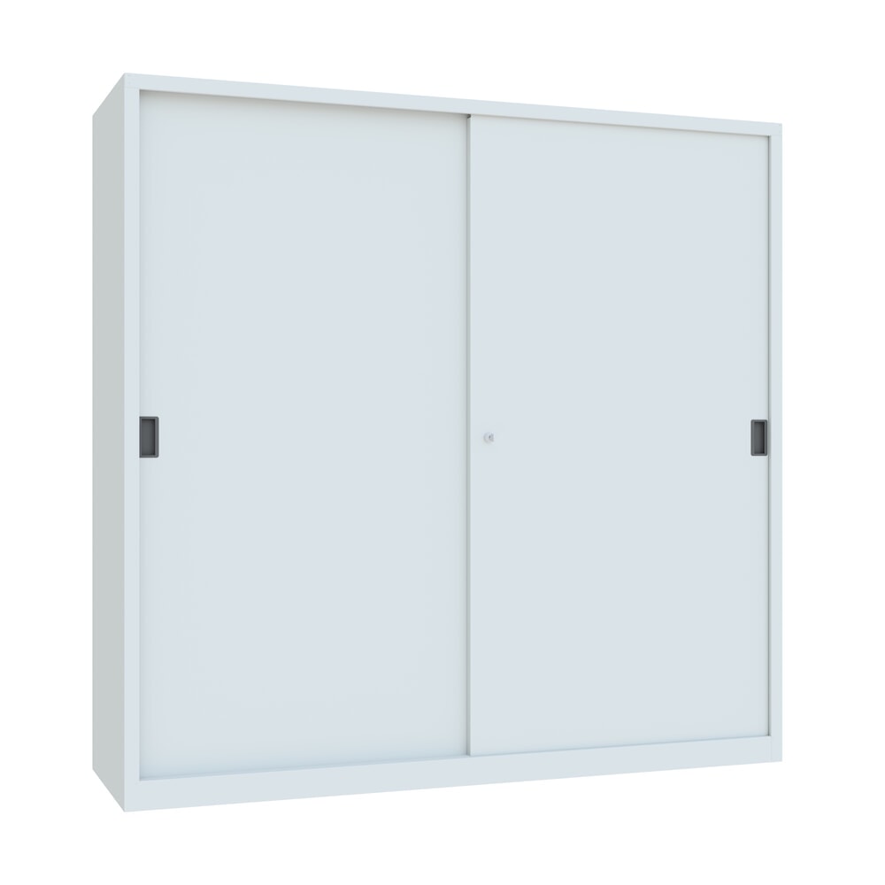 Numéro de l'image du produit 1: Armoire à portes coulissantes PAVOY avec mit 8 tablettes + cloison de séparation, HxlxP 1 950 x 2 000 x 600 mm, gris clair, gris clair
