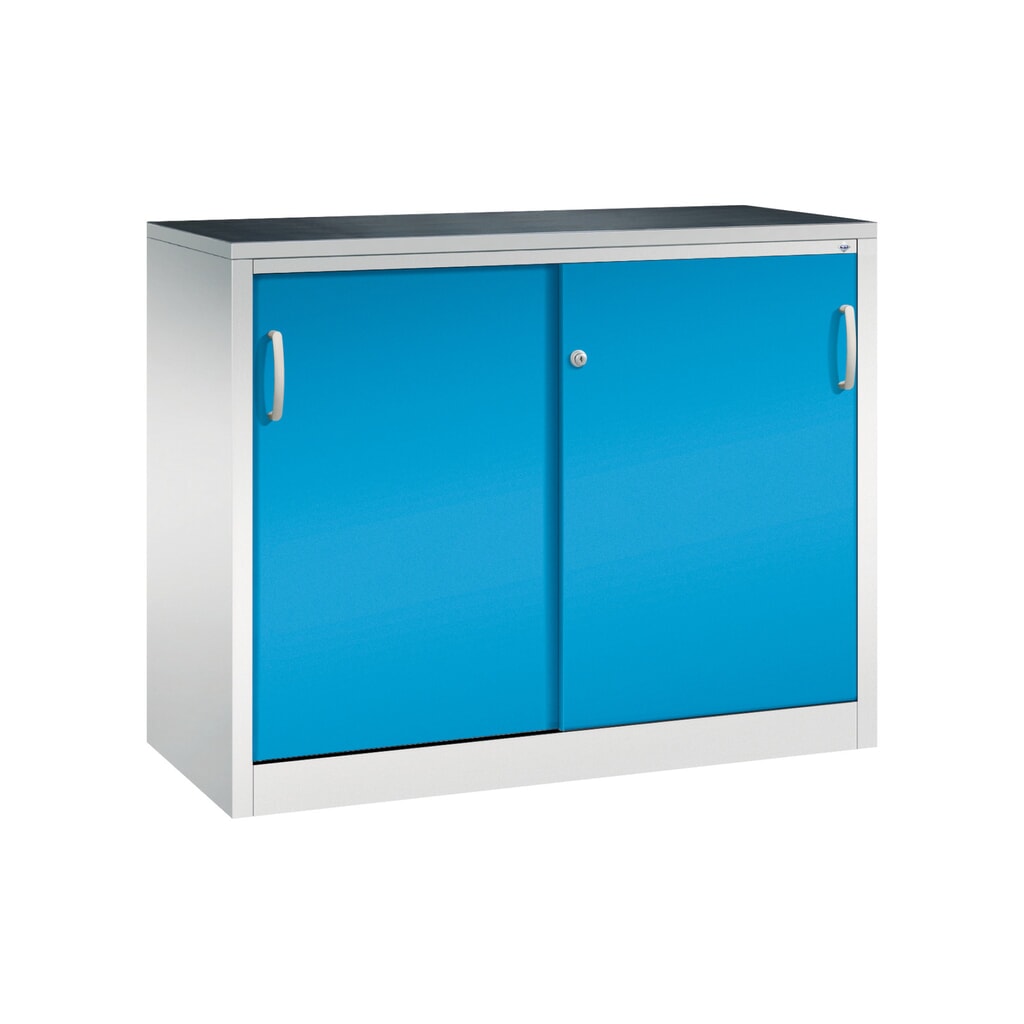 Armoire à portes coulissantes pour charges lourdes C+P, H x l x P 1 000 x 1 200 x 500 mm, gris clair, bleu clair Illustration du produit: Armoire à portes coulissantes pour charges lourdes C+P, H x l x P 1 000 x 1 200 x 500 mm, gris clair, bleu clair