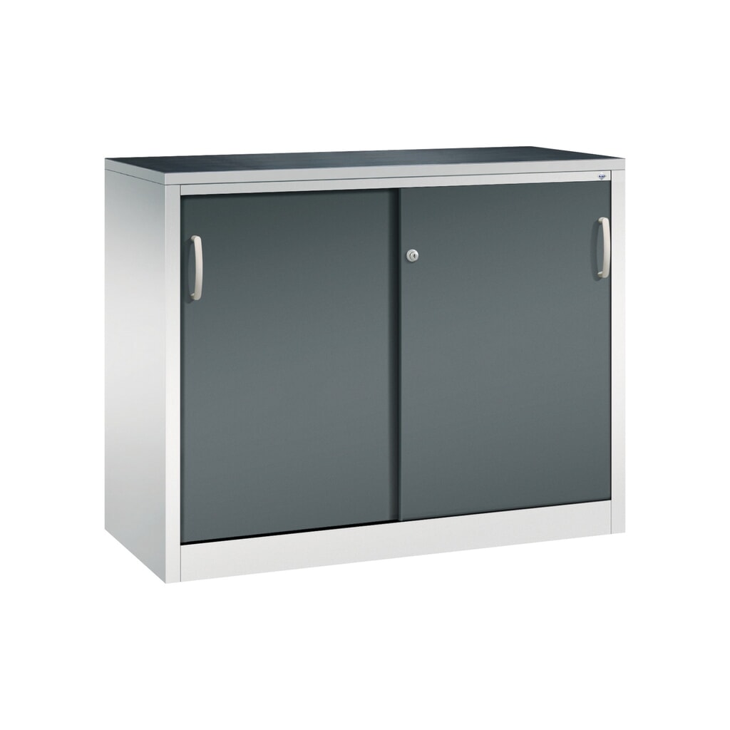 Armoire à portes coulissantes pour charges lourdes C+P, H x l x P 1 000 x 1 200 x 500 mm, gris clair, gris anthracite Illustration du produit: Armoire à portes coulissantes pour charges lourdes C+P, H x l x P 1 000 x 1 200 x 500 mm, gris clair, gris anthracite