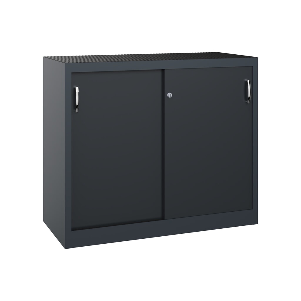 Illustration du produit: Armoire à portes coulissantes pour charges lourdes C+P, H x l x P 1 000 x 1 200 x 500 mm, gris anthracite, gris noir