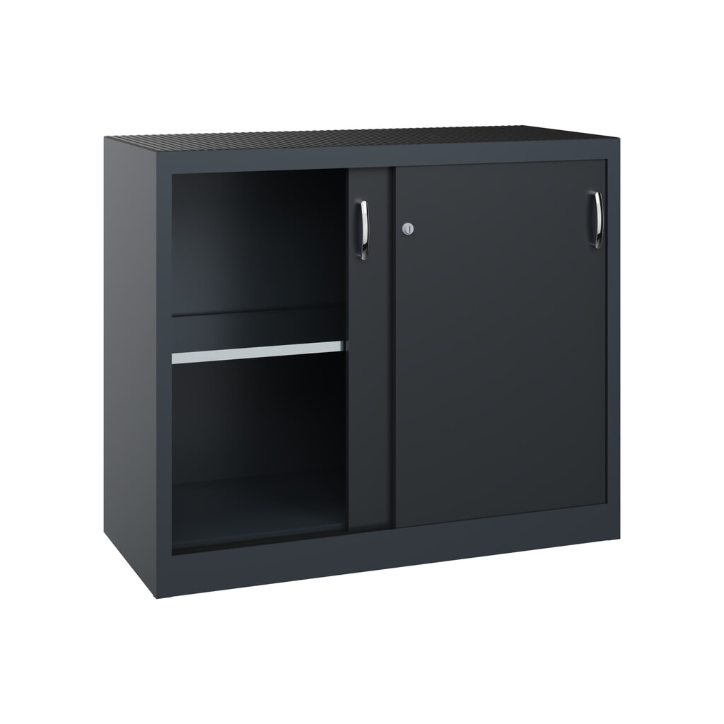 Armoire à portes coulissantes pour charges lourdes C+P, H x l x P 1 000 x 1 200 x 500 mm, gris anthracite, gris noir N° de l'image du produit 2 : Armoire à portes coulissantes pour charges lourdes C+P, H x l x P 1 000 x 1 200 x 500 mm, gris anthracite, gris noir