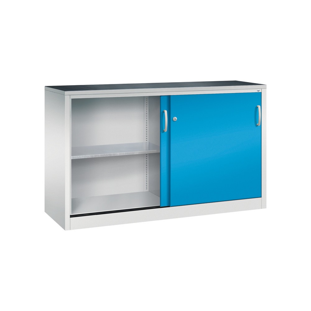 Numéro de l'image du produit 3: Armoire à portes coulissantes pour charges lourdes C+P, H x l x P 1 000 x 1 600 x 500 mm, gris clair, bleu clair