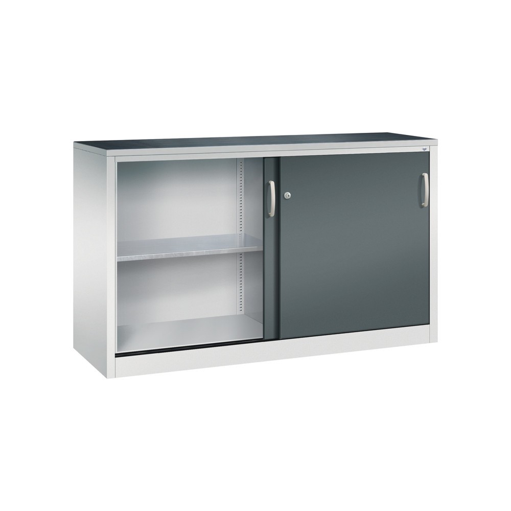 N° de l'image du produit 3 : Armoire à portes coulissantes pour charges lourdes C+P, H x l x P 1 000 x 1 600 x 500 mm, gris clair, gris anthracite