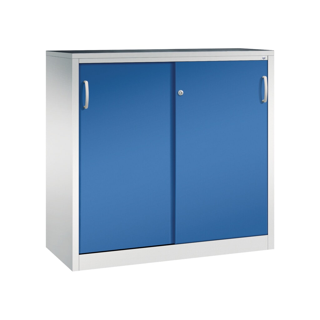 Armoire à portes coulissantes pour charges lourdes C+P, H x l x P 1 200 x 1 200 x 500 mm, gris clair, bleu gentiane Illustration du produit: Armoire à portes coulissantes pour charges lourdes C+P, H x l x P 1 200 x 1 200 x 500 mm, gris clair, bleu gentiane