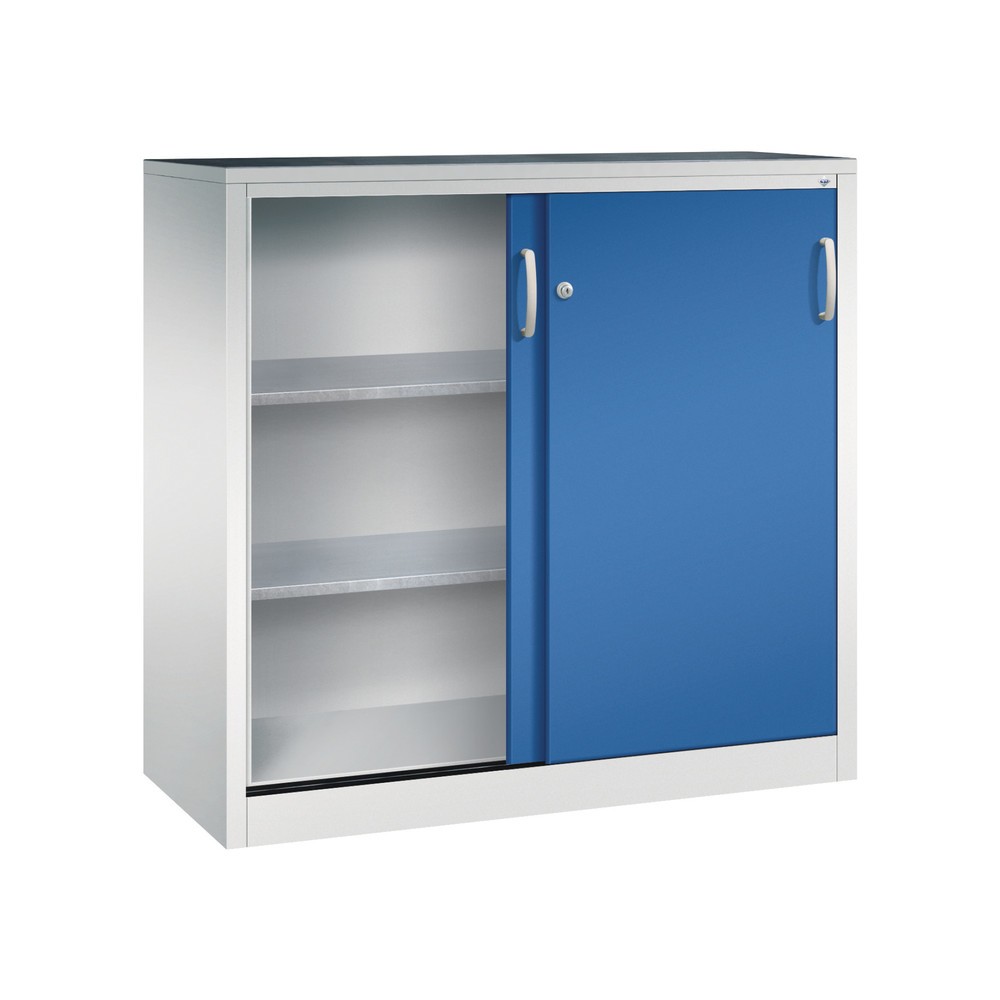 Numéro de l'image du produit 3: Armoire à portes coulissantes pour charges lourdes C+P, H x l x P 1 200 x 1 200 x 500 mm, gris clair, bleu gentiane