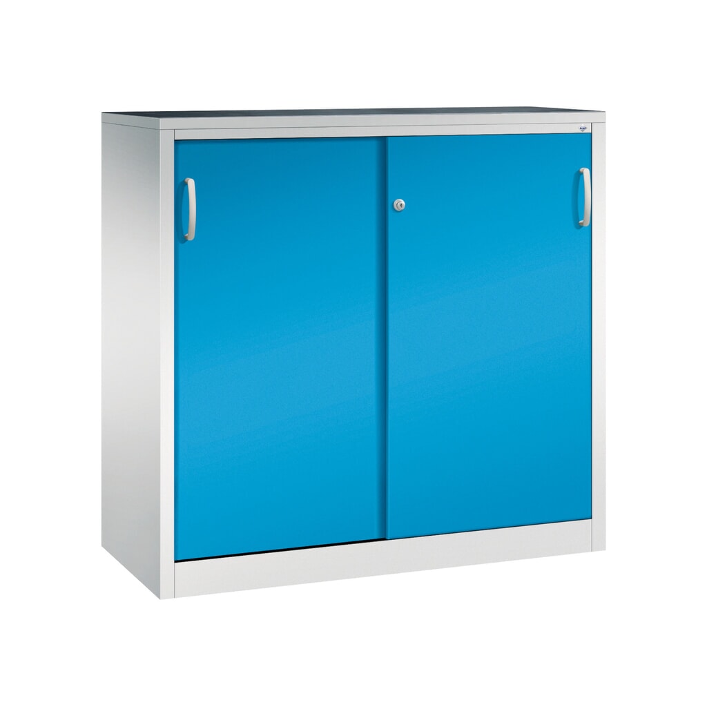 Armoire à portes coulissantes pour charges lourdes C+P, H x l x P 1 200 x 1 200 x 500 mm, gris clair, bleu clair Illustration du produit: Armoire à portes coulissantes pour charges lourdes C+P, H x l x P 1 200 x 1 200 x 500 mm, gris clair, bleu clair
