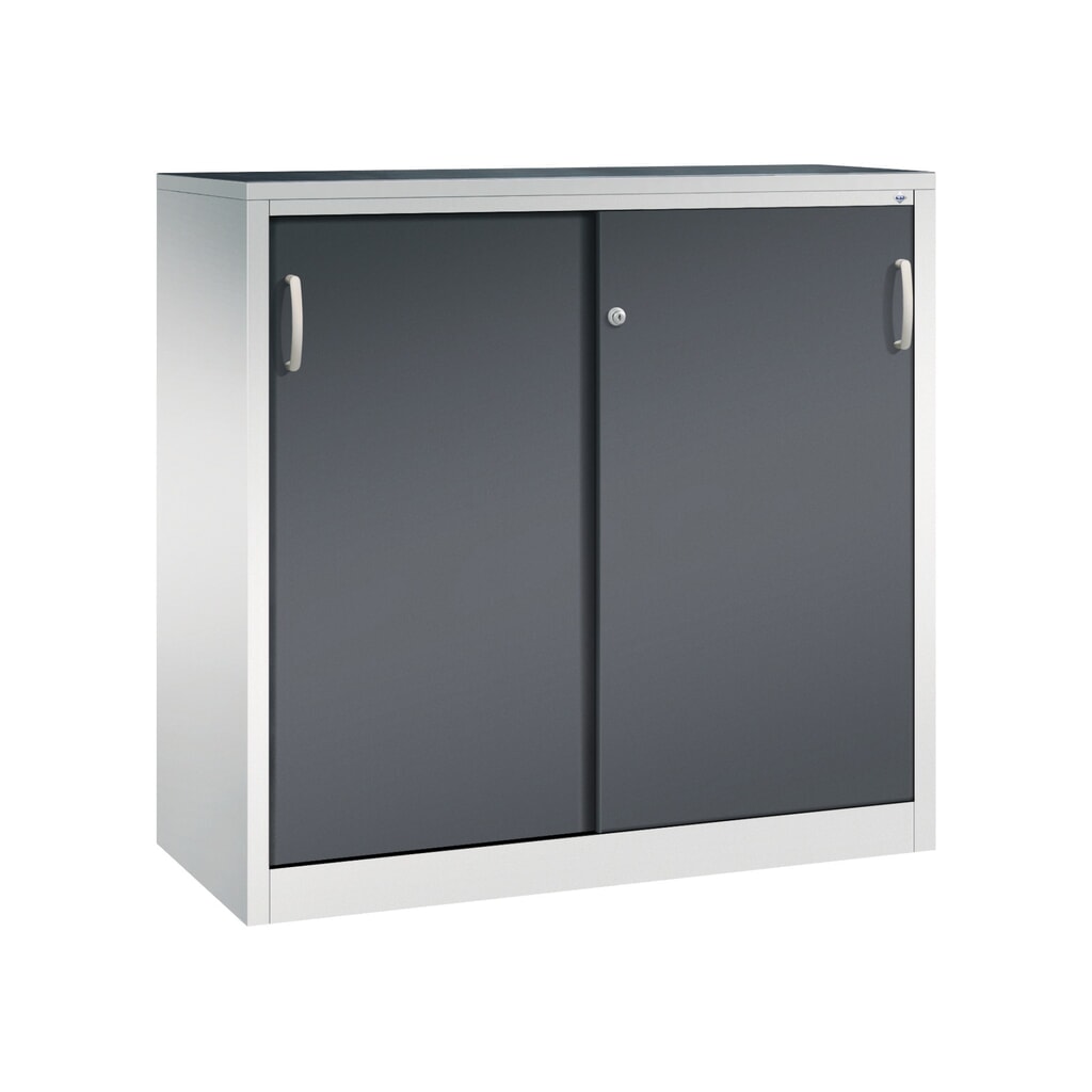 Armoire à portes coulissantes pour charges lourdes C+P, H x l x P 1 200 x 1 200 x 500 mm, gris clair, gris noir Illustration du produit: Armoire à portes coulissantes pour charges lourdes C+P, H x l x P 1 200 x 1 200 x 500 mm, gris clair, gris noir