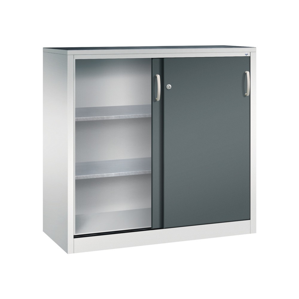 Numéro de l'image du produit 3: Armoire à portes coulissantes pour charges lourdes C+P, H x l x P 1 200 x 1 200 x 500 mm, gris clair, gris anthracite
