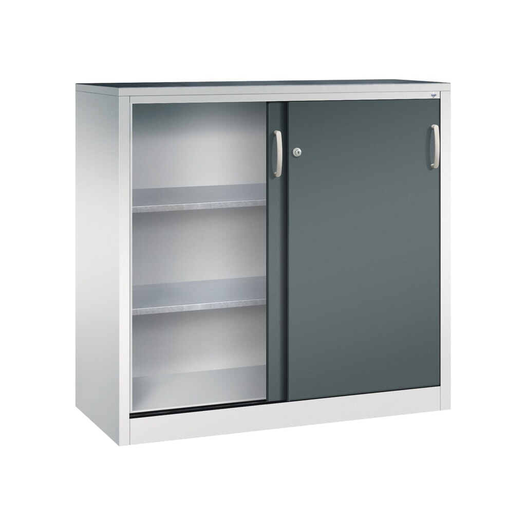 N° de l'image du produit 3 : Armoire à portes coulissantes pour charges lourdes C+P, H x l x P 1 200 x 1 200 x 500 mm, gris clair, gris anthracite