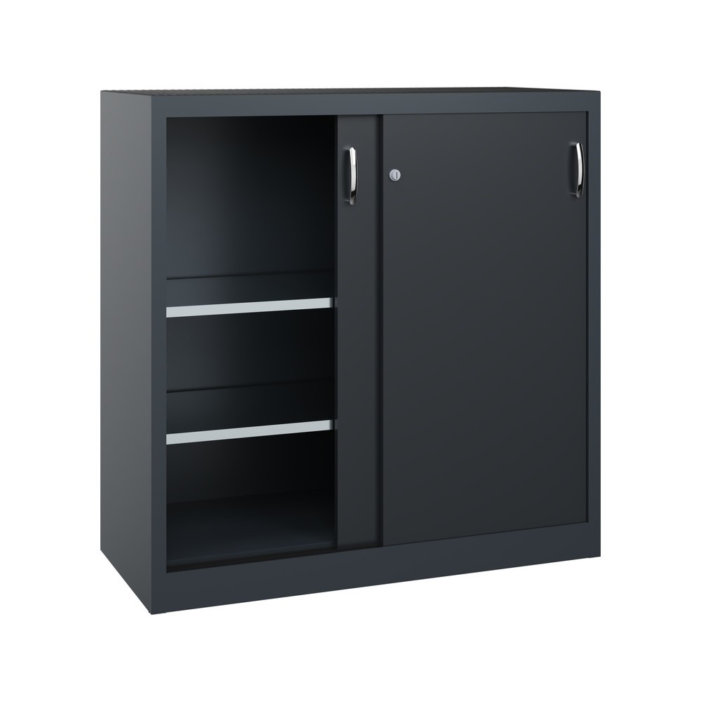 Numéro de l'image du produit 2: Armoire à portes coulissantes pour charges lourdes C+P, H x l x P 1 200 x 1 200 x 500 mm, gris anthracite, gris noir