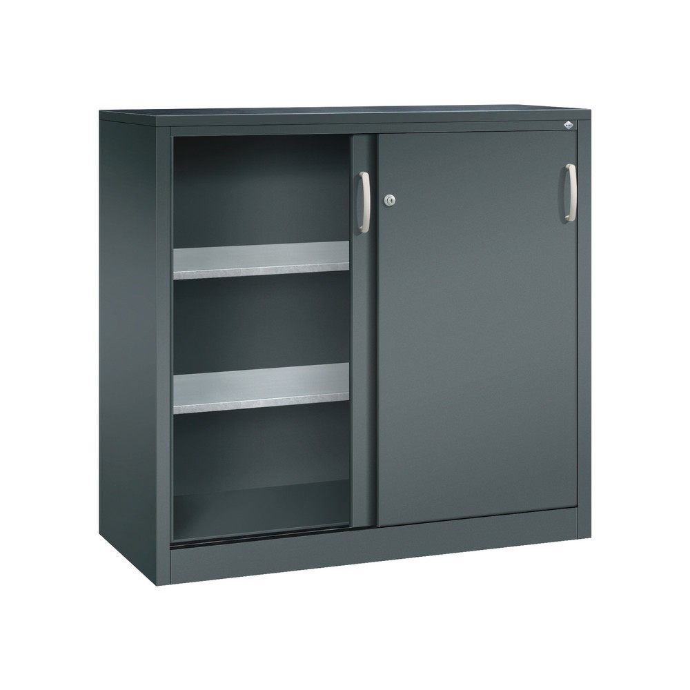 Numéro de l'image du produit 3: Armoire à portes coulissantes pour charges lourdes C+P, H x l x P 1 200 x 1 200 x 500 mm, gris anthracite, gris anthracite