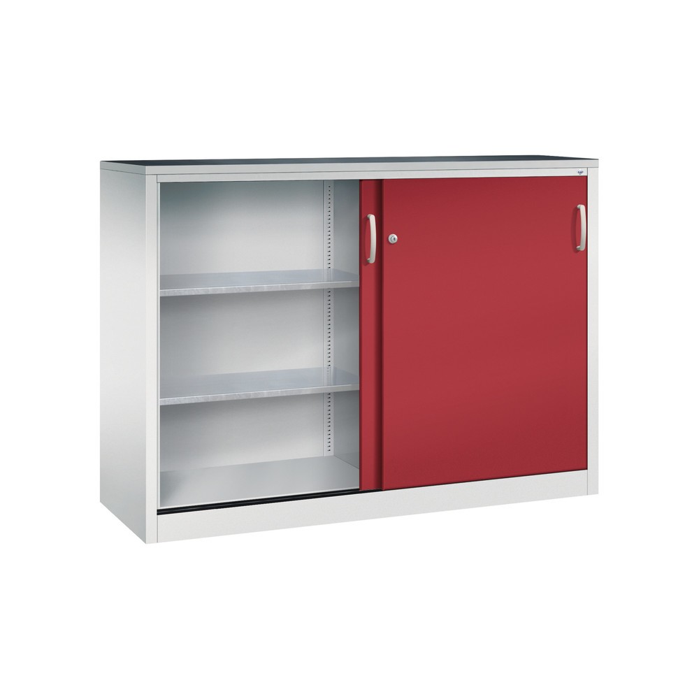 N° de l'image du produit 3 : Armoire à portes coulissantes pour charges lourdes C+P, H x l x P 1 200 x 1 600 x 500 mm, gris clair, rouge rubis