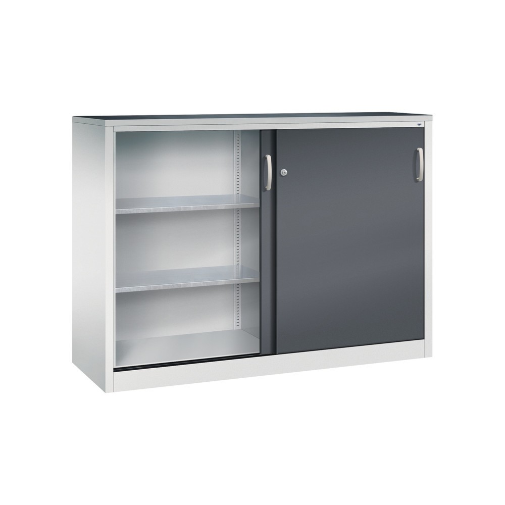 Numéro de l'image du produit 3: Armoire à portes coulissantes pour charges lourdes C+P, H x l x P 1 200 x 1 600 x 500 mm, gris clair, gris noir