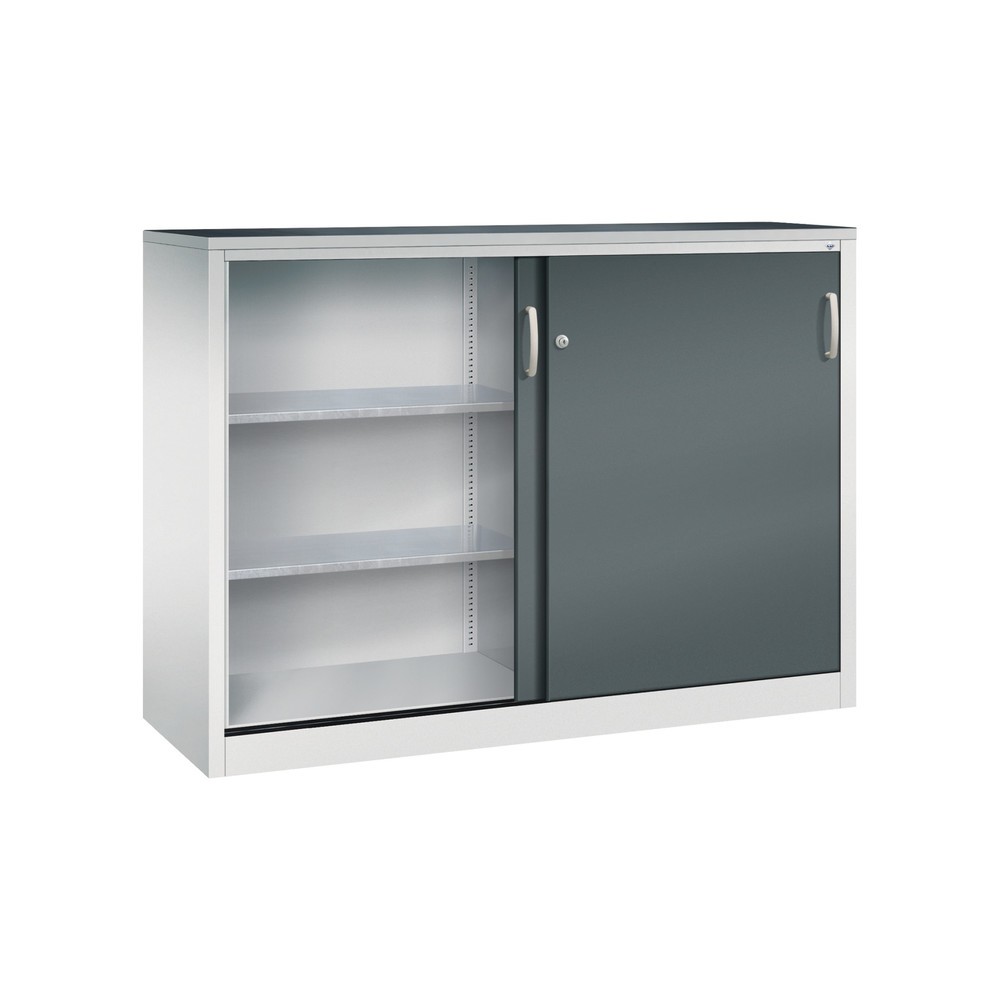 N° de l'image du produit 3 : Armoire à portes coulissantes pour charges lourdes C+P, H x l x P 1 200 x 1 600 x 500 mm, gris clair, gris anthracite
