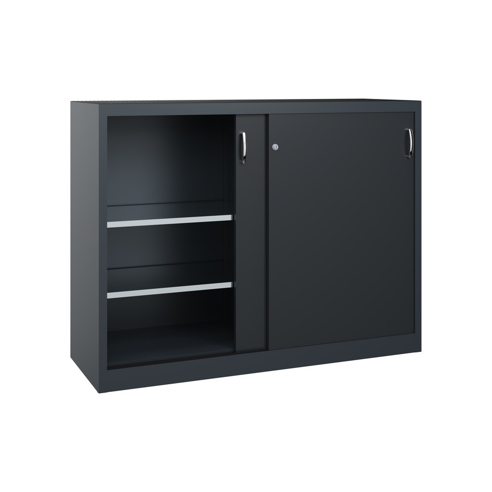 N° de l'image du produit 2 : Armoire à portes coulissantes pour charges lourdes C+P, H x l x P 1 200 x 1 600 x 500 mm, gris anthracite, gris noir