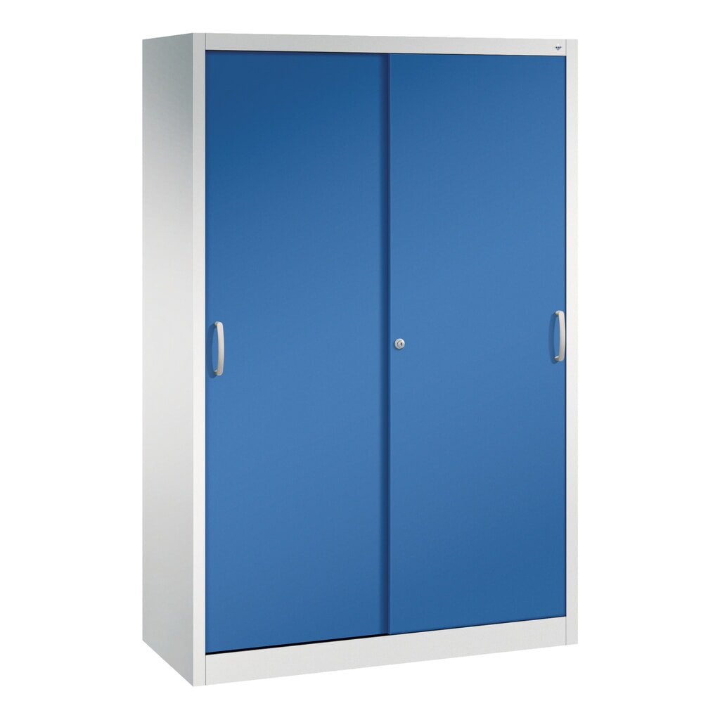 Armoire à portes coulissantes pour charges lourdes C+P, H x l x P 1 950 x 1 200 x 500 mm, gris clair, bleu gentiane Illustration du produit: Armoire à portes coulissantes pour charges lourdes C+P, H x l x P 1 950 x 1 200 x 500 mm, gris clair, bleu gentiane