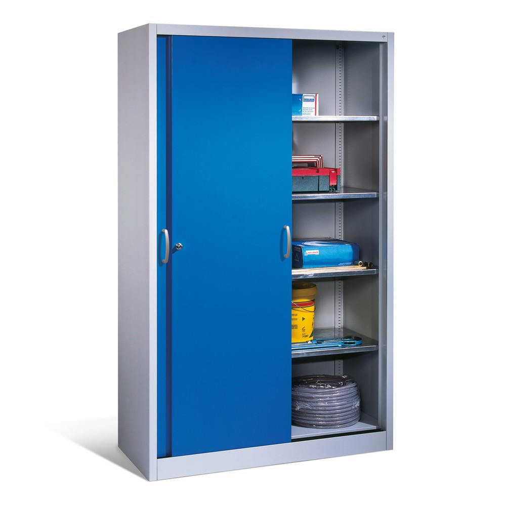 Numéro de l'image du produit 4: Armoire à portes coulissantes pour charges lourdes C+P, H x l x P 1 950 x 1 200 x 500 mm, gris clair, bleu gentiane