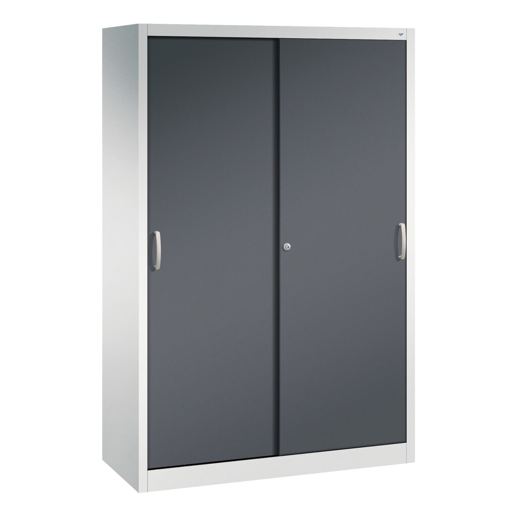 Armoire à portes coulissantes pour charges lourdes C+P, H x l x P 1 950 x 1 200 x 500 mm, gris clair, gris noir Illustration du produit: Armoire à portes coulissantes pour charges lourdes C+P, H x l x P 1 950 x 1 200 x 500 mm, gris clair, gris noir