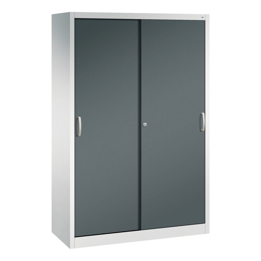 Armoire à portes coulissantes pour charges lourdes C+P, H x l x P 1 950 x 1 200 x 500 mm, gris clair, gris anthracite Illustration du produit: Armoire à portes coulissantes pour charges lourdes C+P, H x l x P 1 950 x 1 200 x 500 mm, gris clair, gris anthracite