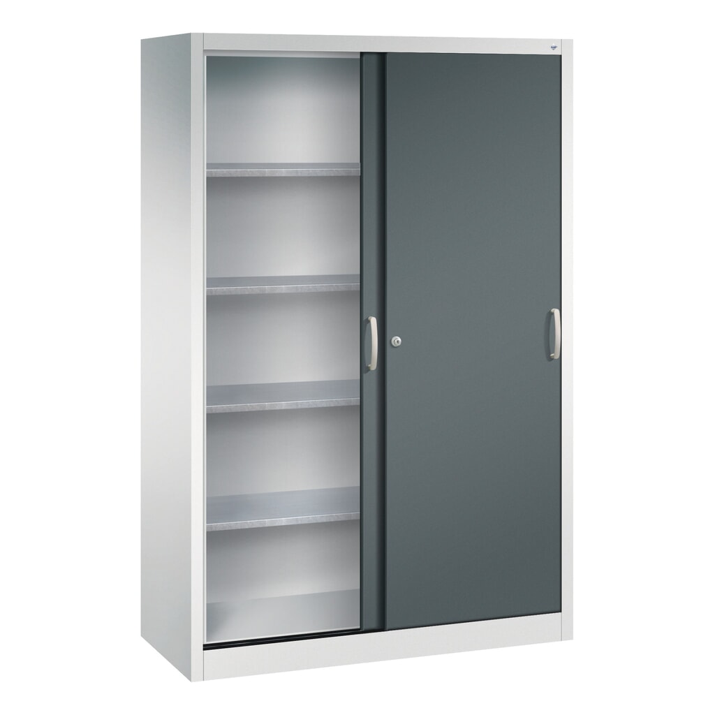 Armoire à portes coulissantes pour charges lourdes C+P, H x l x P 1 950 x 1 200 x 500 mm, gris clair, gris anthracite N° de l'image du produit 3 : Armoire à portes coulissantes pour charges lourdes C+P, H x l x P 1 950 x 1 200 x 500 mm, gris clair, gris anthracite