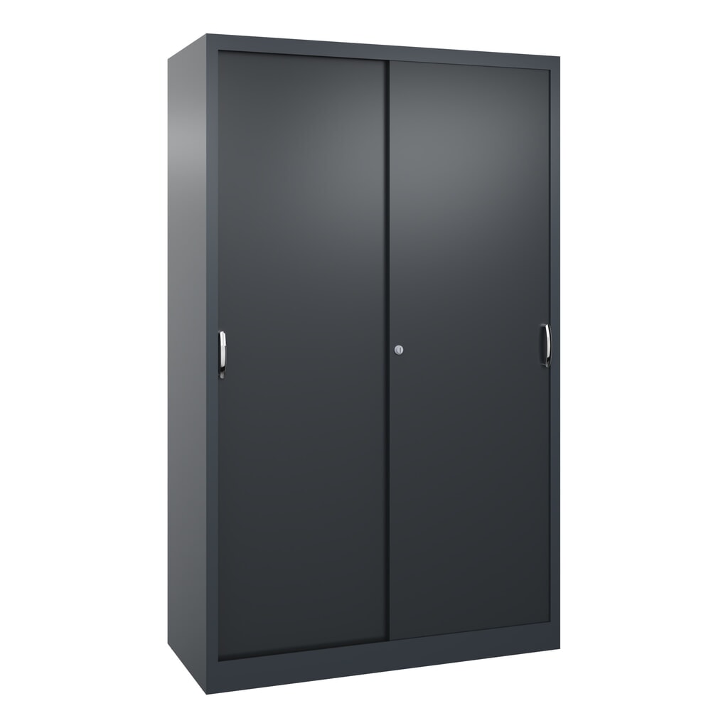 Illustration du produit: Armoire à portes coulissantes pour charges lourdes C+P, H x l x P 1 950 x 1 200 x 500 mm, gris anthracite, gris noir