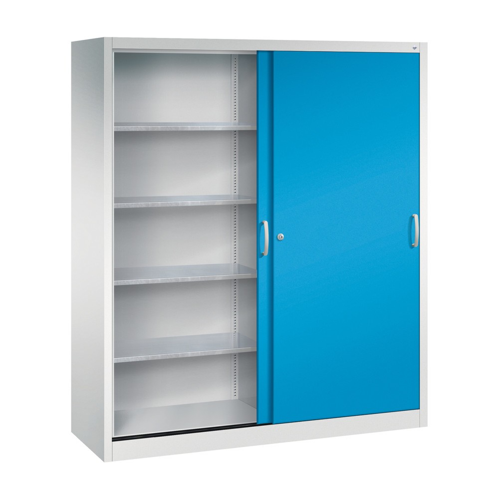 N° de l'image du produit 3 : Armoire à portes coulissantes pour charges lourdes C+P, H x l x P 1 950 x 1 600 x 500 mm, gris clair, bleu clair