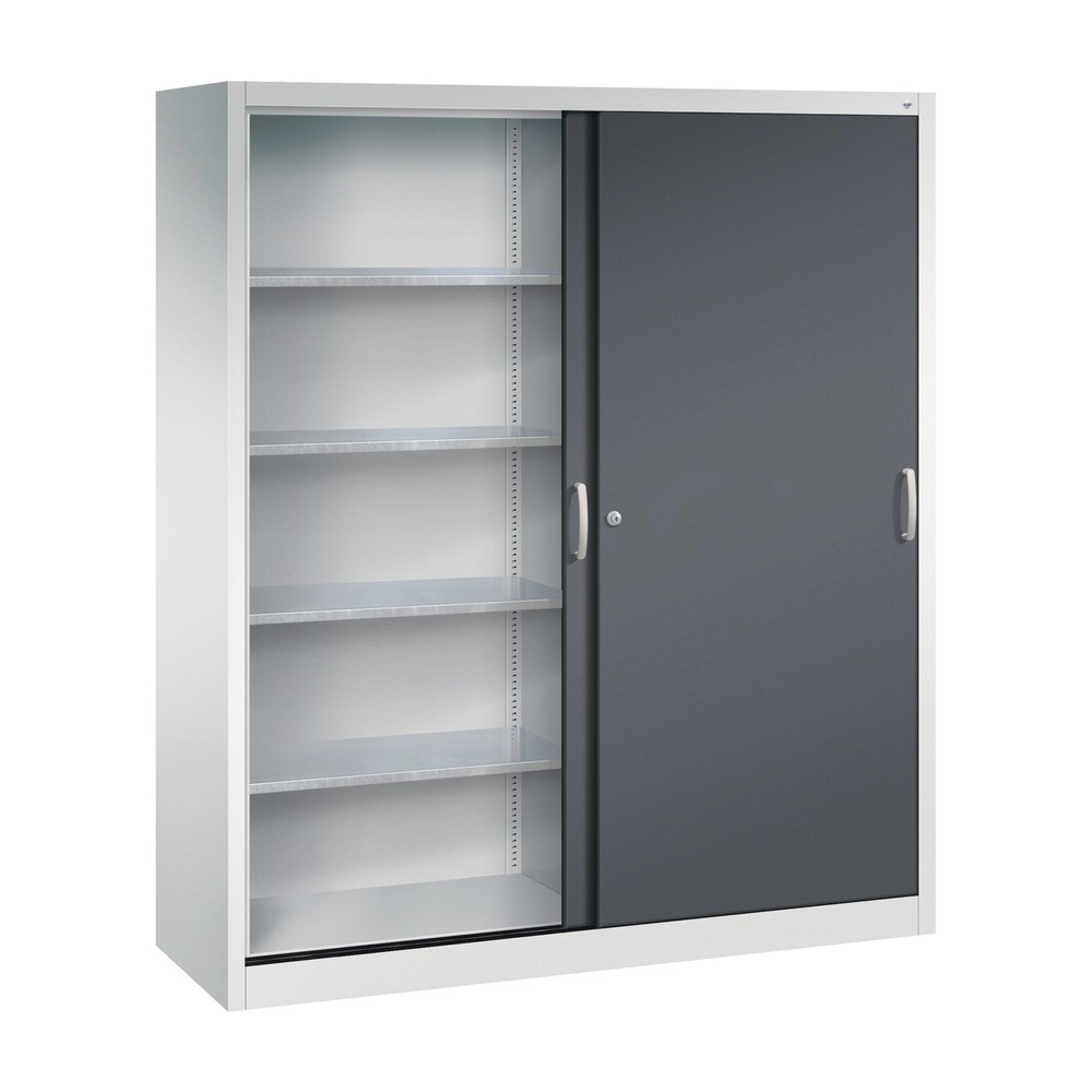 N° de l'image du produit 3 : Armoire à portes coulissantes pour charges lourdes C+P, H x l x P 1 950 x 1 600 x 500 mm, gris clair, gris noir