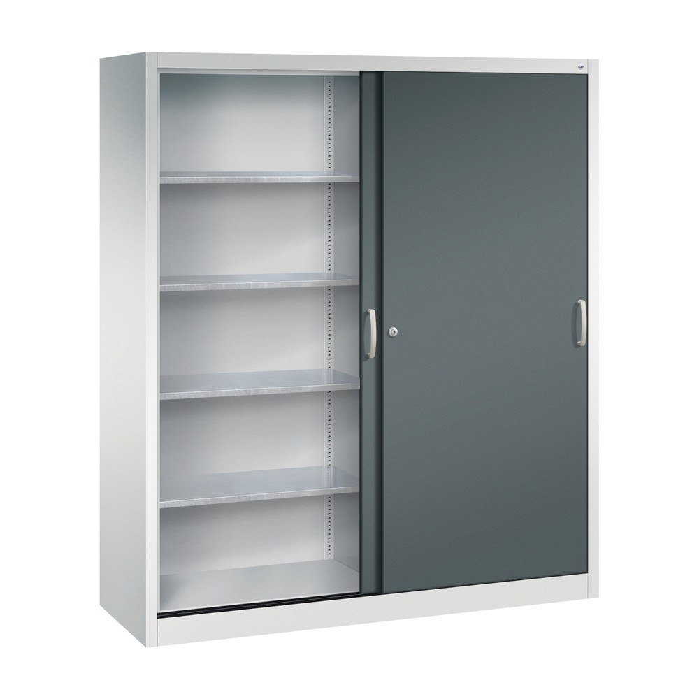 N° de l'image du produit 3 : Armoire à portes coulissantes pour charges lourdes C+P, H x l x P 1 950 x 1 600 x 500 mm, gris clair, gris anthracite