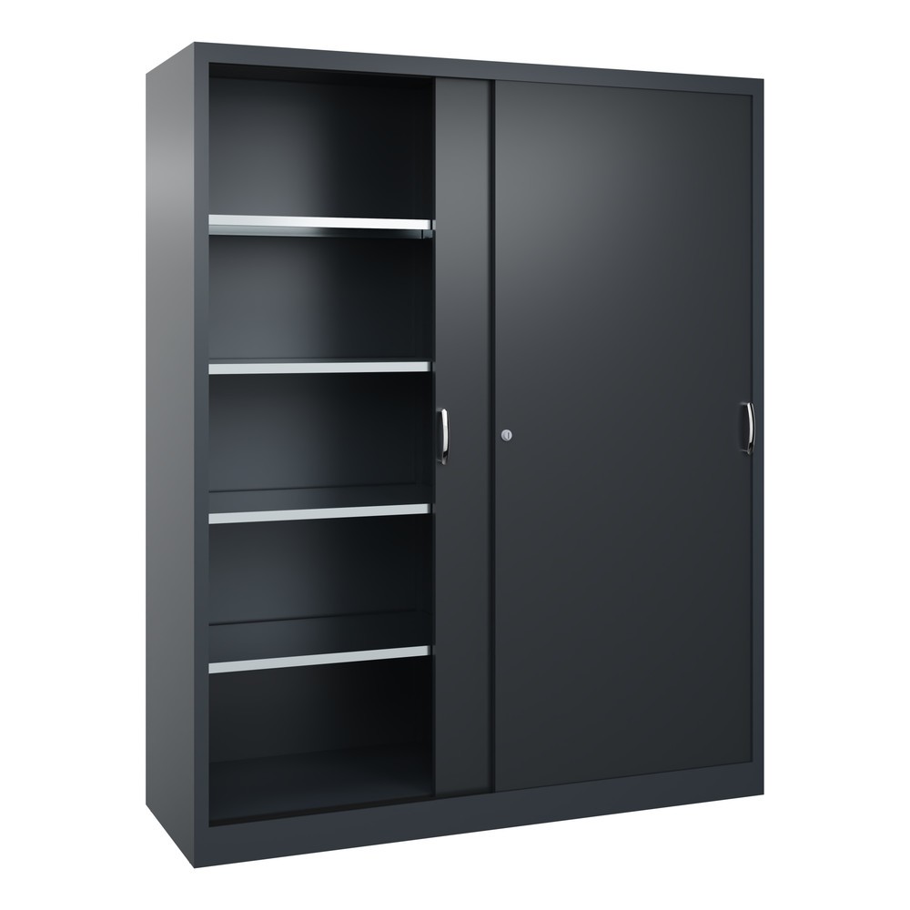 Numéro de l'image du produit 2: Armoire à portes coulissantes pour charges lourdes C+P, H x l x P 1 950 x 1 600 x 500 mm, gris anthracite, gris noir