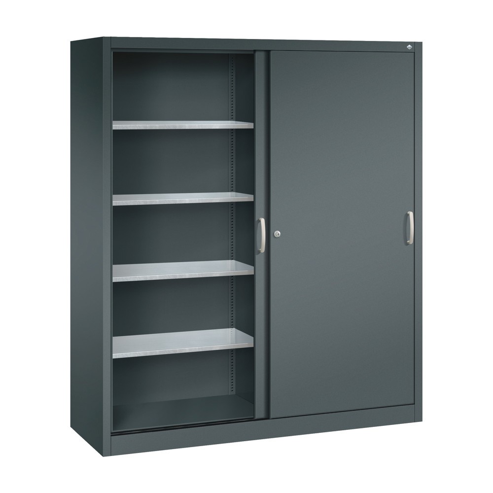 N° de l'image du produit 3 : Armoire à portes coulissantes pour charges lourdes C+P, H x l x P 1 950 x 1 600 x 500 mm, gris anthracite, gris anthracite