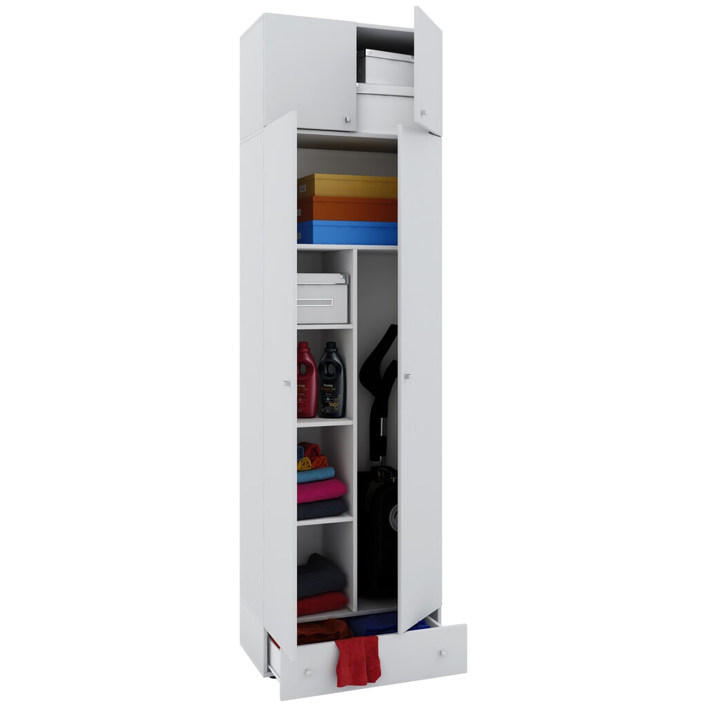 Armoire à produits d’entretien Vandol II, avec portes, surmeuble et tiroir