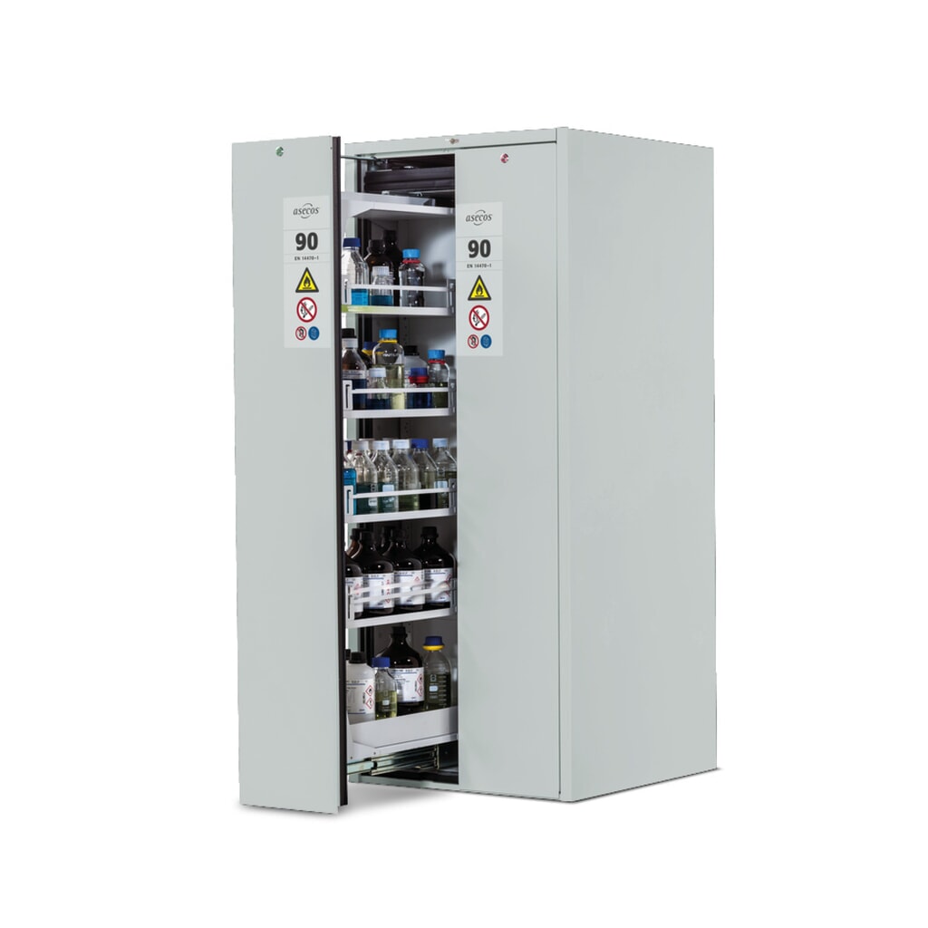 Illustration du produit: asecos® Armoire coupe-feu V-MOVE-90 avec tiroir vertical, HxlxP. 1 966 x 819 x 860 mm, gris clair