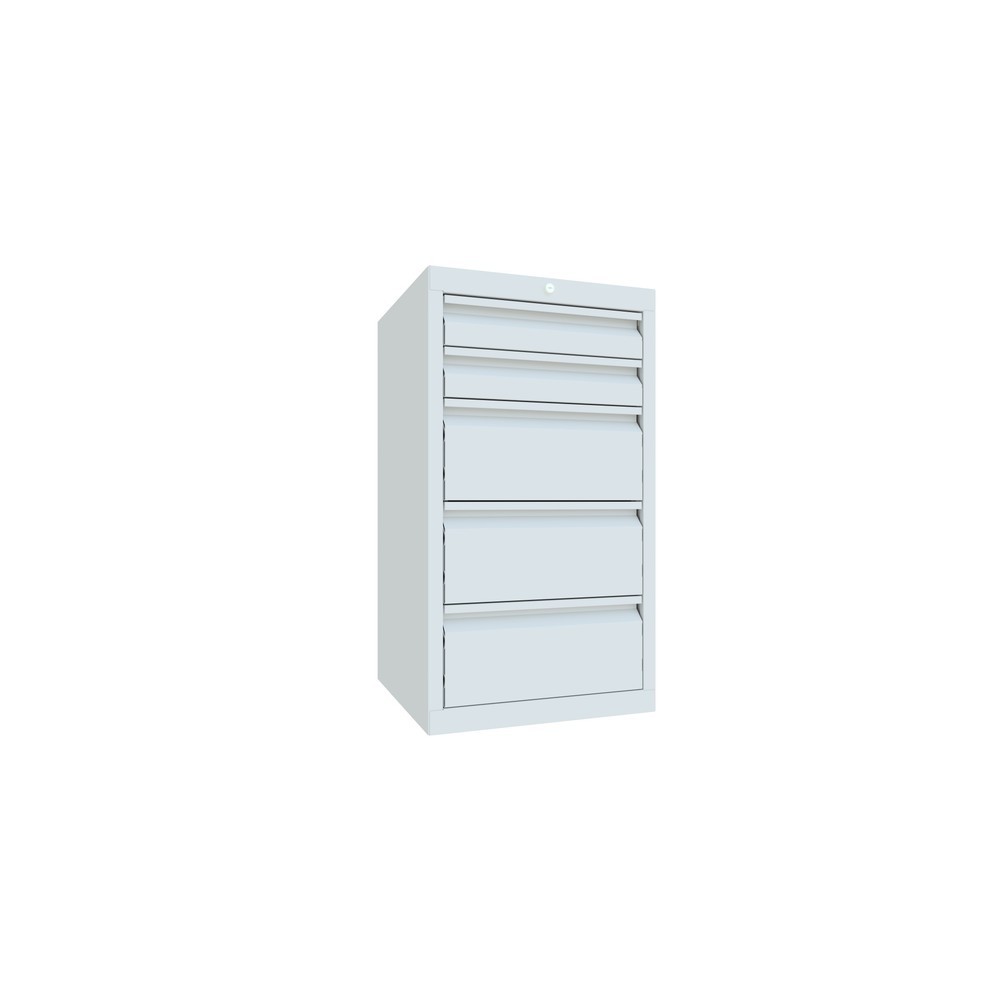 Numéro de l'image du produit 7: Armoire à tiroirs légère PAVOY, guidage à coulissement, tiroirs 2 x 100 mm + 3 x 200 mm, largeur 500 mm, gris clair, gris clair