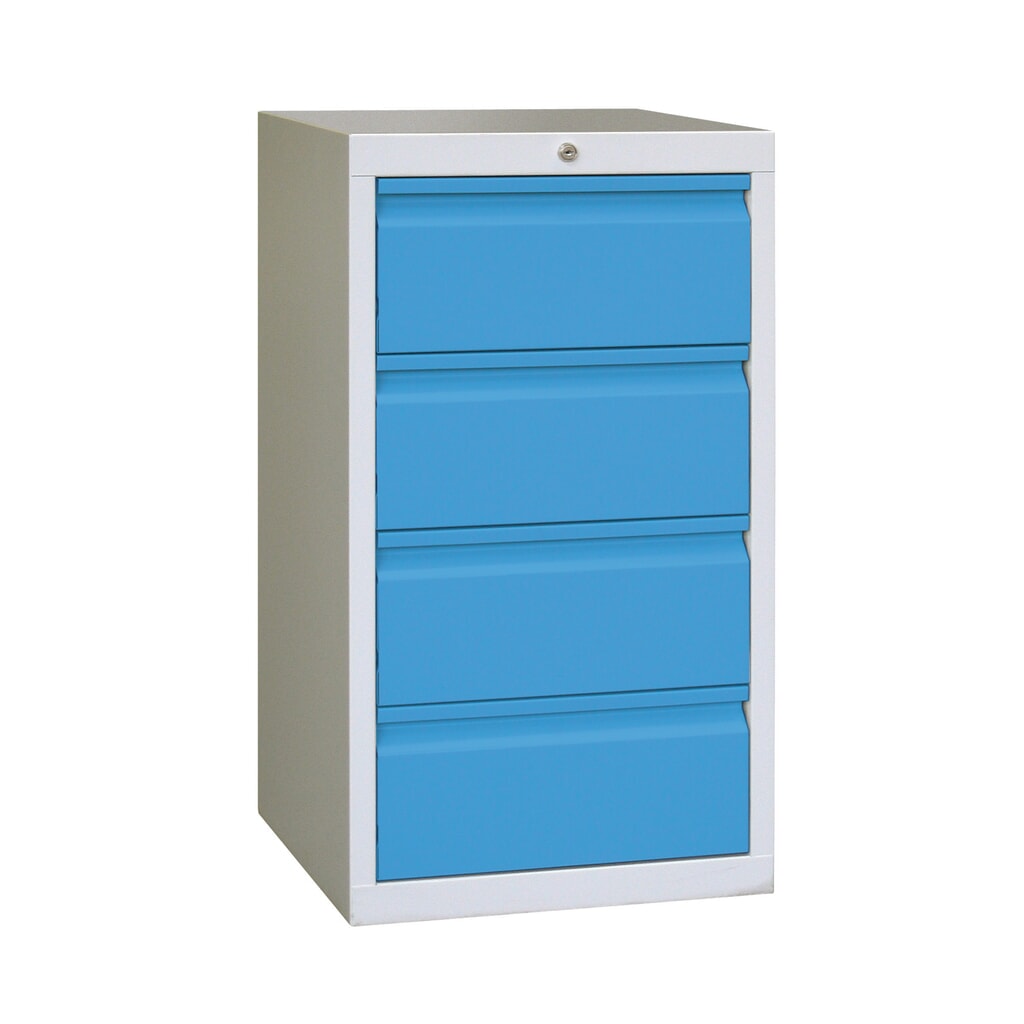 Armoire à tiroirs légère PAVOY, guidage à coulissement, tiroirs 2 x 100 mm + 3 x 200 mm, largeur 500 mm, bleu clair, gris clair N° de l'image du produit 3 : Armoire à tiroirs légère PAVOY, guidage à coulissement, tiroirs 2 x 100 mm + 3 x 200 mm, largeur 500 mm, bleu clair, gris clair