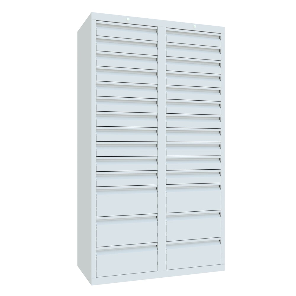 N° de l'image du produit 1 : Armoire à tiroirs légère PAVOY, guidage à coulissement, tiroirs 22 x 100 mm + 6 x 200 mm, largeur 1 000 mm, gris clair, gris clair
