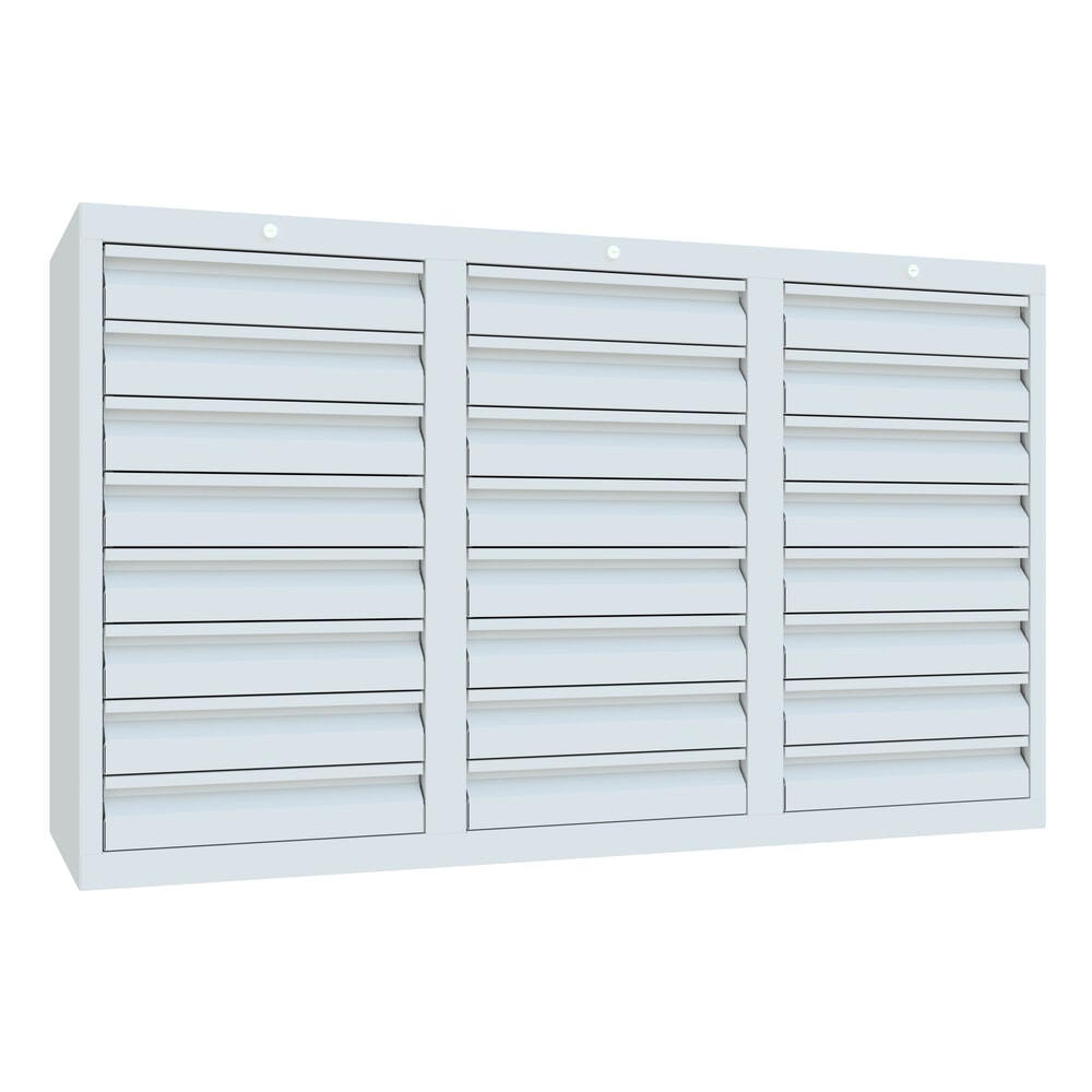 Numéro de l'image du produit 1: Armoire à tiroirs légère PAVOY, guidage à coulissement, tiroirs 24 x 100 mm, largeur 1 500 mm, gris clair, gris clair